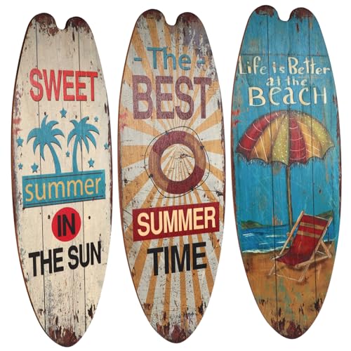STOBAZA Strand Zimmer Decor 3 Stücke Holz Surfbrett Zeichen Halterung Decor Plaque STOBAZA Strand Zimmer Decor 3 Stücke Holz Surfbrett Zeichen Halterung Decor Plaque von STOBAZA