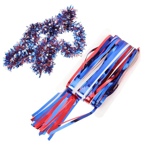 STOBAZA Teiliges of July Party Deko mit Rot Weiß Blauem Tinsel Folienvorhang Glitzernder Hintergrundvorhang Patriotische Girlande für Wand Tür Fenster und Tischdekoration von STOBAZA