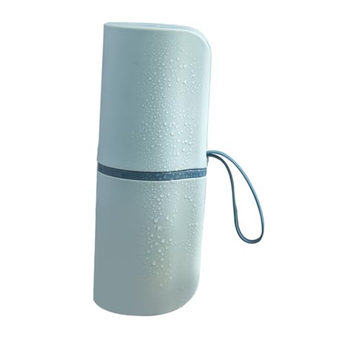 STOBAZA Tragbarer Reise Waschbecher mit Zahnbürstenhalter Leichtes Multifunktionales Zahnbürstenetui Wasserdichter Zahnputzbecher für Camping und Wandern Praktisches in Hellblau von STOBAZA