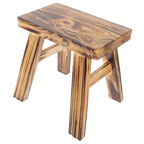 STOBAZA Tritthocker aus Massivholz Rutschfester Fußhocker für Badezimmer und Toilette Stabiler Holzschemel für Erwachsene Leichter und Sicherer Sitzhocker für Waschen und Anziehen von STOBAZA