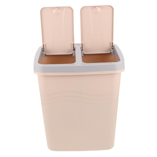 STOBAZA Trocken- Und Nasstrennmülleimer Trash Bin Kitchen Mülldose Für Badezimmer Mittlerer Mülleimer Mit Deckel Küchenmüll Trashcan Für Ihre Küche Doppelte Mülltonne Plastik Khaki von STOBAZA