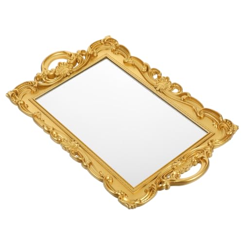 STOBAZA Vintage Europäisches Spiegeltablett Quadratisch Retro Dekoratives Schmuck Kosmetik organizer Tablett Stilvolles Spiegeltablett für Fotografie und Wohnaccessoires von STOBAZA