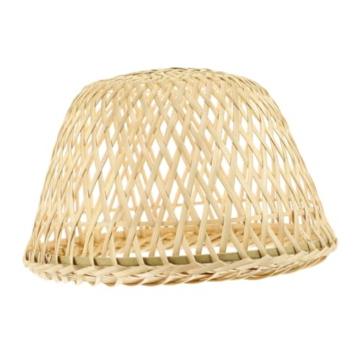 STOBAZA Vintage Lampenschirm Handgefertigter Hängeleuchte Lampenschirm für Tisch Hängelampe Natürlicher Beige Rattan Dekorative Beleuchtung für Wohnzimmer und Esszimmer von STOBAZA