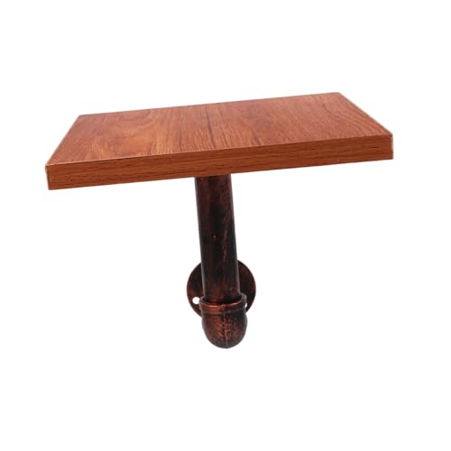 STOBAZA Vintage Wandregal aus Schmiedeeisen und Massivem Holz Retro Bronzefarbene Halterung Industrielle Wanddekoration Robustes Hängeregal für Wohnzimmer Büro und Schlafzimmer von STOBAZA