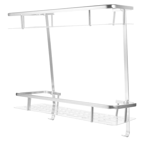 STOBAZA Wandmontiertes Badezimmerregal aus Mattem Aluminium Doppellagiges Ablagerack mit Abfluss Robust und Bruchsicher für Toiletten und Duschaufbewahrung Platzsparend und Sicher von STOBAZA