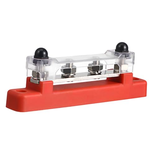 STOBAZA Wege Sammelschiene Einreihig Rot Schwarz für Wohnmobile und Boote Einfache Installation Robuste Elektrobox Außen für Batterie und Masseanschlüsse von STOBAZA