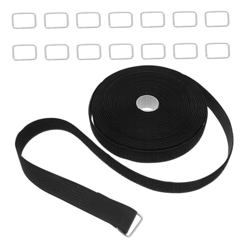 STOBAZA Wiederverwendbares Klettband mit Metallklammern Verstellbare Nylon Kabelbinder für Kabelmanagement Flexibler Organizer zur Kabelbefestigung Schwarz Langlebig und Robust von STOBAZA