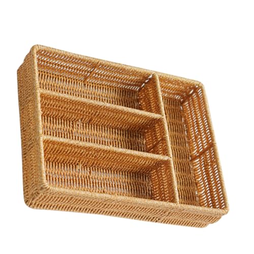 STOBAZA Woven Utensilienhalter Fach Aufbewahrungsbox Geflochtener Besteckkorb Küchen Organizer Tischdekoration Platzsparend Robust Leicht Zu Reinigen von STOBAZA