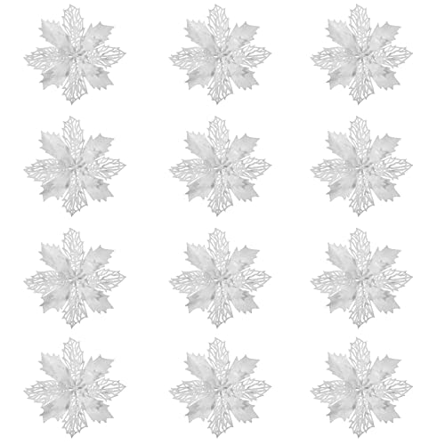 12 stücke Glitter weihnachtsstern künstliche weihnachtsstern künstliche weihnachtsbaumschmuck Ornamente (weiß) von STOBOK