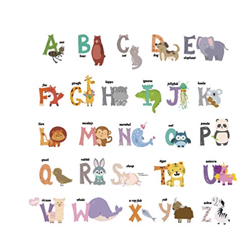 STOBOK 1 Blatt Tier Alphabet Aufkleber Cartoon Tier ABC Wand Aufkleber Selbst Klebe Abnehmbaren Englisch Tapete Frühen Pädagogisches Aufkleber für Kinder Kinder von STOBOK