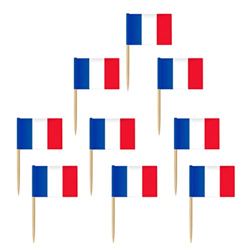 STOBOK 100Pcs Frankreich Flagge Zahnstocher Französisch Fahnen Cupcake Topper Cocktail Lebensmitteln Flagge Sticks Kleine Mini Land Picks für Feier Party Dekoration von STOBOK