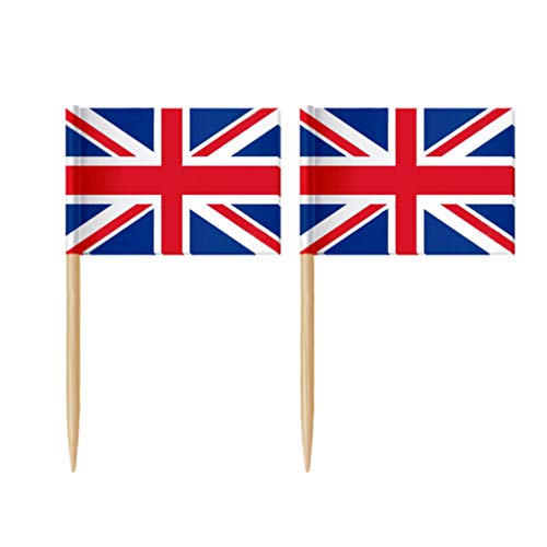 STOBOK 100Pcs Großbritannien UK Zahnstocher Britischen Fahnen Cupcake Topper Cocktail Lebensmitteln Flagge Sticks Kleine Mini Land Picks für Welt Tasse Feier Party Dekoration von STOBOK