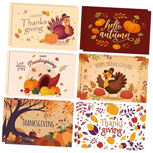 STOBOK 12St geschenk einladungskarten Thanksgiving-Postkarten Frohes neues Jahr-Karte Herbst-Grußkarte Postkarten zum Erntedankfest Partyzubehör für das Erntedankfest Cartoon-Segenskarten von STOBOK