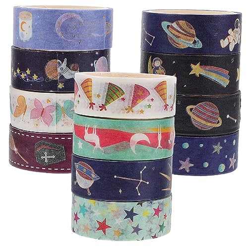 STOBOK 12 Rollen Luminous Washi Tape Muster Für Scrapbooking Selbstgemacht Dekoration 300x1,5cm Papiermaterial Kreativ Für Journals Und Geschenke von STOBOK