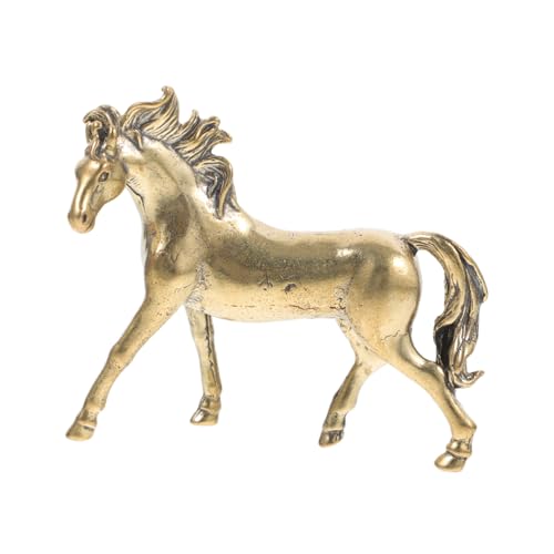 STOBOK Messing Pferdestatue Feng Shui Dekoration Metall Pferd Skulptur Für Reichtum Und Wohlstand Rustikale Tischfigur Für Wohndekoration Und Büro Handwerkskunst Geschenkidee Für von STOBOK