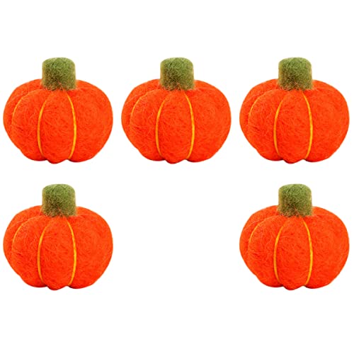 STOBOK 2 Sätze Filz Aus Kürbiswolle Kürbisanhänger Aus Filz Kürbisgirlande Selber Machen Pumpkin Decor Handgemachte Dekoration Weihnachtsdeko Kranz DIY Liefert Wollfilz Orange 5 Stück * 2 von STOBOK