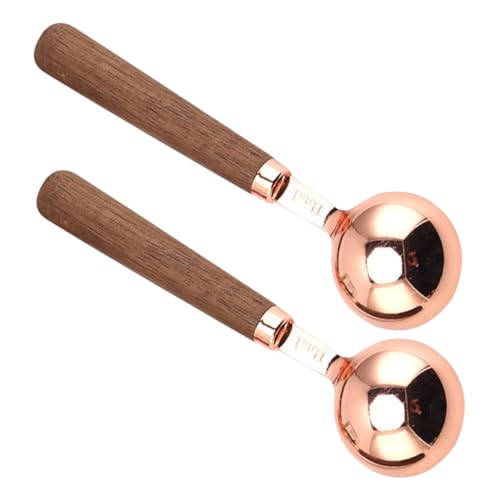 STOBOK 2 Stück praktischer Teelöffel Kaffeemesslöffel Holzgriff Messlöffel mit Skalierung Kaffeebohnenschaufel Messlöffel für Kaffee Mehrzwecklöffel kleine Messlöffel Nussbaum Light Brown von STOBOK