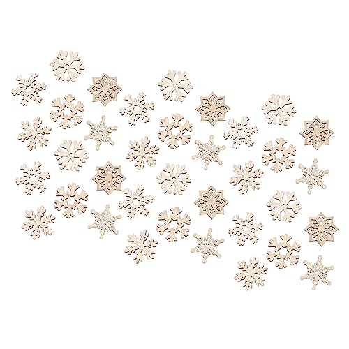 STOBOK 200 Stück Holz Schneeflocke Ornamente Weihnachtsschneeflocke Hängend Groß Klein Weihnachtsbälle Hängende Weihnachtsverzierung Schneeflocken-weihnachtsschmuck Party Brown MDF von STOBOK