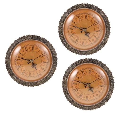 STOBOK 3 Stück Antike Uhr Runder Uhreneinsatz Runder Uhrenkopfeinsatz Wählen Retro Vintage Uhr Uhreinsatz Für Vintage-Uhr Mit Intarsien Rustikal Plastik Golden von STOBOK