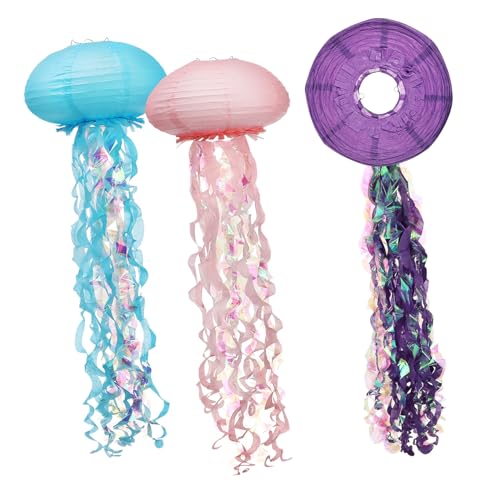 STOBOK 3 Stück Qualle Papierlaterne hängend Thema bunt leuchtende Qualle Strand Quallen-Partydekorationen Meerjungfrau Party Dekoration Quallen-Laternen-Hängedekoration Quallendekor STOBOK 3 Stück Qualle Papierlaterne hängend Thema bunt leuchtende Qualle Strand Quallen-Partydekorationen Meerjungfrau Party Dekoration Quallen-Laternen-Hängedekoration Quallendekor von STOBOK