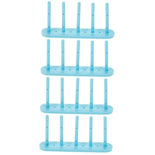 STOBOK 4 Stück Spulenhalter Ringe Maschine Sparer Werkzeug Anbindung Faden Binden Wagen Webstuhl Planke Wicklung Stickgarnspulen Klaue Steckbrett Stand Wickler Plastik Sky-Blue von STOBOK