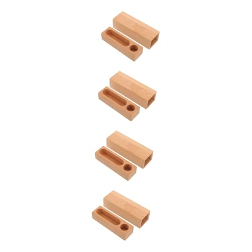 STOBOK 4 Stück Stempelbox Stempelkissen Lagerung Prägung Stempeletui Basteln Pads Tinte Name Stempel aufbewahrung Briefmarkenboxen Stempelhalter Stamper Aufbewahrungshalter Holz Beige von STOBOK