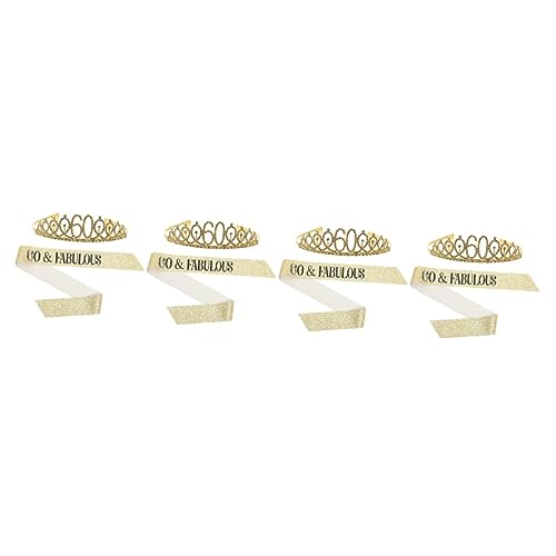 STOBOK 4sätze Geburtstag Krone Und Schärpe Set Für Goldene Geburtstagdeko Party Adornments Für Unvergessliche Feierlichkeiten von STOBOK