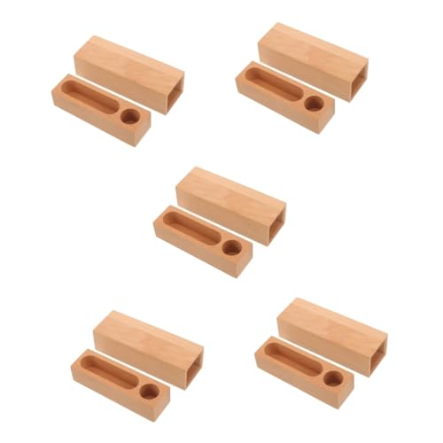 STOBOK 5 Stück Stempelbox Lagerung Stempelkissen Basteln Pads Name Stempeletui Tinte Prägung Stamper Aufbewahrungshalter Vorratsbehälter Versiegeln Stempelhalter Holz Beige von STOBOK