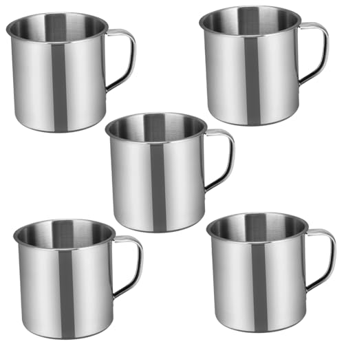 STOBOK 5Pcs Camping Kaffeetasse Trinken Suppe Tasse Edelstahl Wasserbecher Outdoor Tasse mit Griff für Heiße Oder Kalte Tasse Wanderjagdfischen von STOBOK