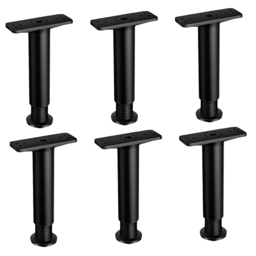 STOBOK 6 Stück Bettgestell Moderne Möbelbeine Möbelbein -Riser einstellbar tischbein Bettbeinverlängerung Austausch der Bettstütze Frühstücksbarbeine verstellbar Kunststoff Stahl Black von STOBOK