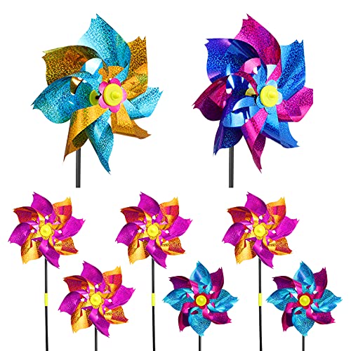 STOBOK 8 Stücke Bunte Glitter Kunststoff Windmühle Windrad Pailletten Wind Spinner Kinder Spielzeug Garten Rasen Party Decor (zufällige Farbe) von STOBOK