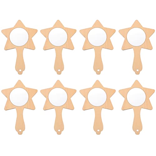 STOBOK 8 Stücke DIY Holzspiegel zum Bemalen Kinderspiegel Ross Prinzessin Spiegel Set Kleine Kinder Handspiegel Bastelmaterial Mädchen Basteln Geburtstag Ostern von STOBOK