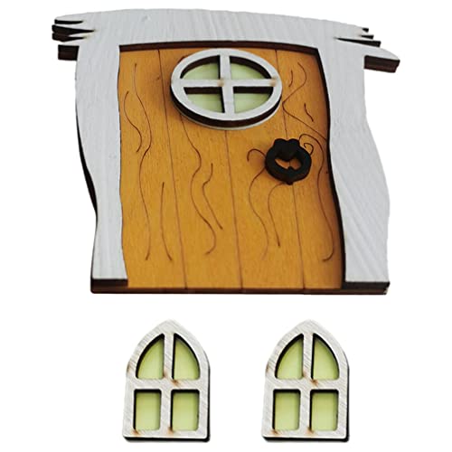 STOBOK Feenhaus Dekoration Feentür Fenster Für Bäume Leuchten Im Dunkeln Hof Kunstskulptur Dekoration Für Kinderzimmer Wand Bäume Outdoor Miniatur Feengärten Outdoor Deko Zubehör von STOBOK