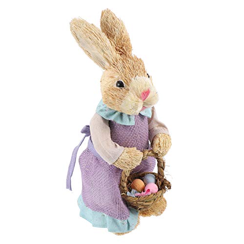 STOBOK Hase Figur Stroh Hase Deko Osterhase Kaninchen Osterdeko Desktop Häschen Ornament Rustikale Landhausstil Ostern Frühling Festival Party Büro Zuhause Wohnzimmer Dekoration Stil C von STOBOK