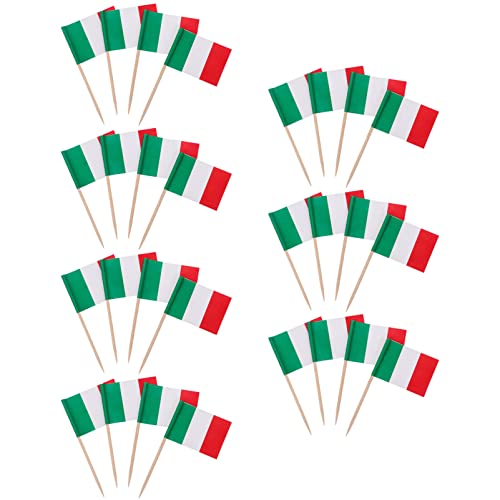 Italien Flagg Zahnstocher 200Pcs Italienische Flaggen Picks Zahnstocher Flagge Land Picks Mini Cupcake Toppers Stick für Party Food Cake Desert Dekoration von STOBOK