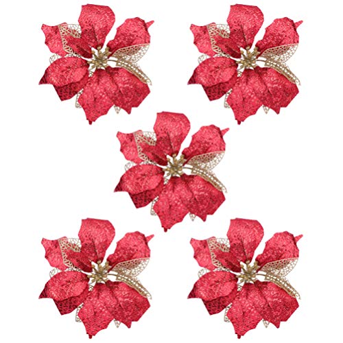 STOBOK 5st Weihnachtsblume Glitzernder Weihnachtsstern Weihnachtsbaum Weihnachtsstern Mit Stielen Großer Weihnachtsstern Künstlicher Weihnachtsstern Weihnachten Kunststoff Blumen von STOBOK