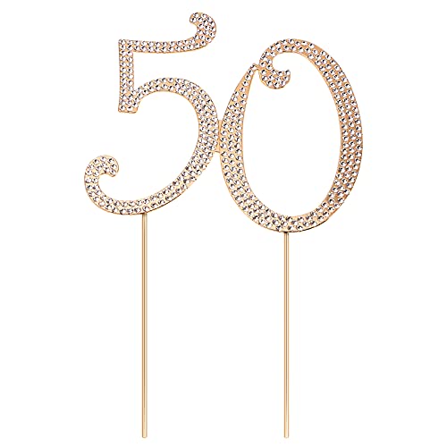 STOBOK Kuchen Topper Strass 50 Zahl Kuchendeckel Kuchendekoration für 50. Jahrestag Geburtstag Goldene Hochzeit Party Zubehör (Golden) von STOBOK