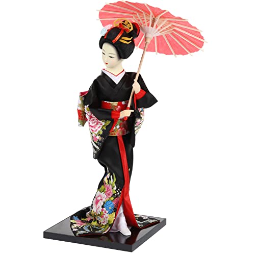 STOBOK Mädchen Japanische Geisha Kimono Puppe hält einen Regenschirm Asiatische Kimono Puppe Sammlerstück Figur Orientalische Puppe Lady Figuren für Home Office Desktop Auto Armaturenbrett Dekoration von STOBOK