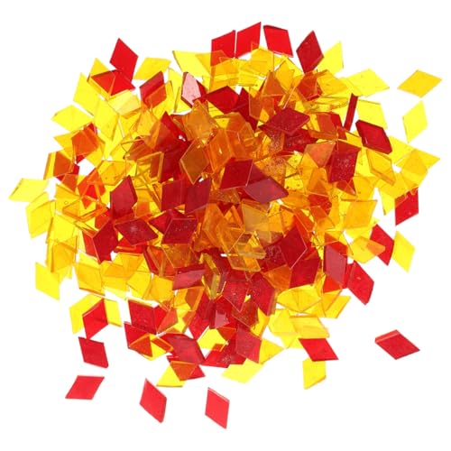 STOBOK Mosaikfliesen Rot Orange und Gelb Gemischte Farben 200 G Dekorative Glasmosaikstücke Zum Basteln und Als Heimdekoration von STOBOK