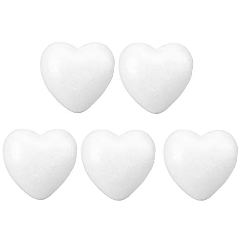 STOBOK Styroporform Herz Form Schaum Modellieren zum DIY Bemalen Handwerk Basteln Blumengestecke Dekoration 8,5CM(Weiß) 5PCS von STOBOK