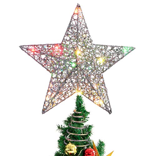 STOBOK Weihnachtsbaum Stern Topper Lichter 25cm Weihnachtsbaumspitze glitzernder baumkronen Lampe Ornament Party Dekoration von STOBOK