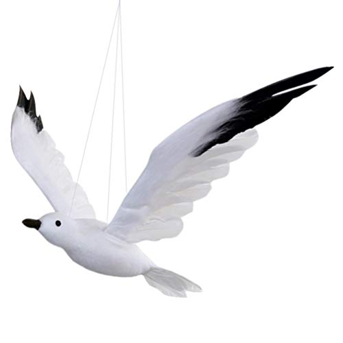 STOBOK Weißer Vogel Zum Aufhängen Fliegende ?we für Outdoor- : Künstliche Fliegendeckel V? H?ngende Vogel Statue Orament für Strandhochzeitdekor 33X32 cm Hängende öwenverzierung von STOBOK