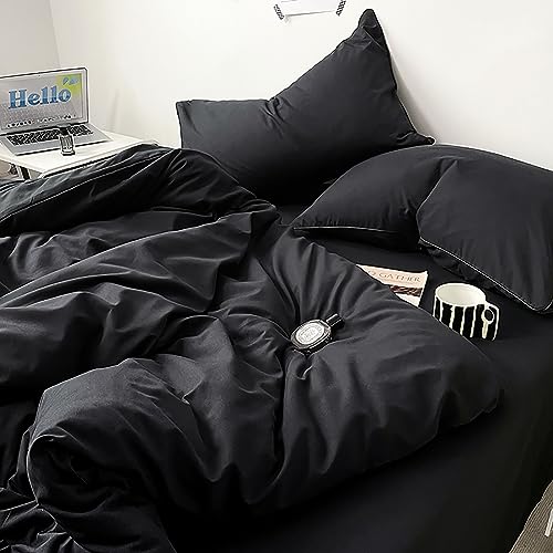 Nässeschutz Bettdeckenbezug Baumwolle Inkontinenzmittel Schutzbezug Bettdecke wasserdichte Atmungsaktiv mit Reißverschluss Bettdecke waschbar (Schwarz, 200x200cm) von STODOMED