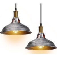 2 Stücke Vintage Metall Hängende Deckenleuchte Höhenverstellbar für Wohnzimmer Esszimmer,27cm Silber von STOEX