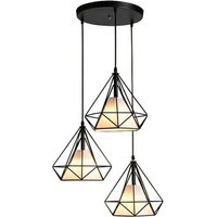 3-flammig Deckenleuchte Industrielle Metall Käfig Deckenlampe 25CM für Schlafzimmer Esszimmer,Schwarz von STOEX