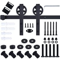 7.5FT/230CM Schiebetür Komplettset Schiebetürbeschlag Set Schiebetürsystem Laufschiene Form einer Großen Rolle von STOEX
