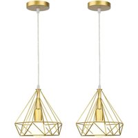 Industrielle Pendelleuchte Metall Käfig Hängelampe Höhenverstellbar für Wohnzimmer Esszimmer,2er Golden von STOEX