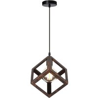 Modern Pendelleuchte e27 Metall Eisen Quadrat Hängend Pendelleuchte Schlafzimmer Wohnzimmer Hängelampe(Rostfarben) von STOEX