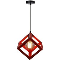 Modern Pendelleuchte e27 Metall Eisen Quadrat Hängend Pendelleuchte Schlafzimmer Wohnzimmer Hängelampe(Rot) von STOEX