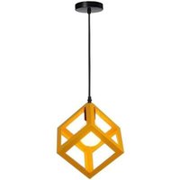 Modern Pendelleuchte e27 Metall Eisen Quadrat Hängend Pendelleuchte Schlafzimmer Wohnzimmer Hängelampe-Gelb von STOEX